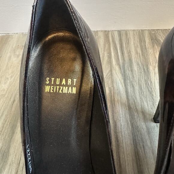 Stuart Weitzman Pumps tortoise Patent Leather 7.5 Cognac Tartuga Pointed Toe - Picture 6 of 10